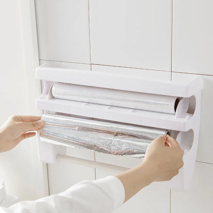 3-in-1 Aluminum Foil and Film Dispenser – Kitchen Storage Shelf!