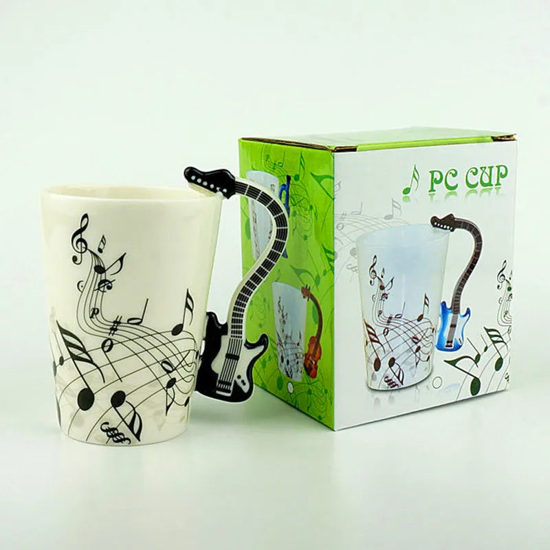 240ml Creative Music Ceramic Mug – Guitar/Violin Handle Coffee & Tea Cup - My Dream Kitchen