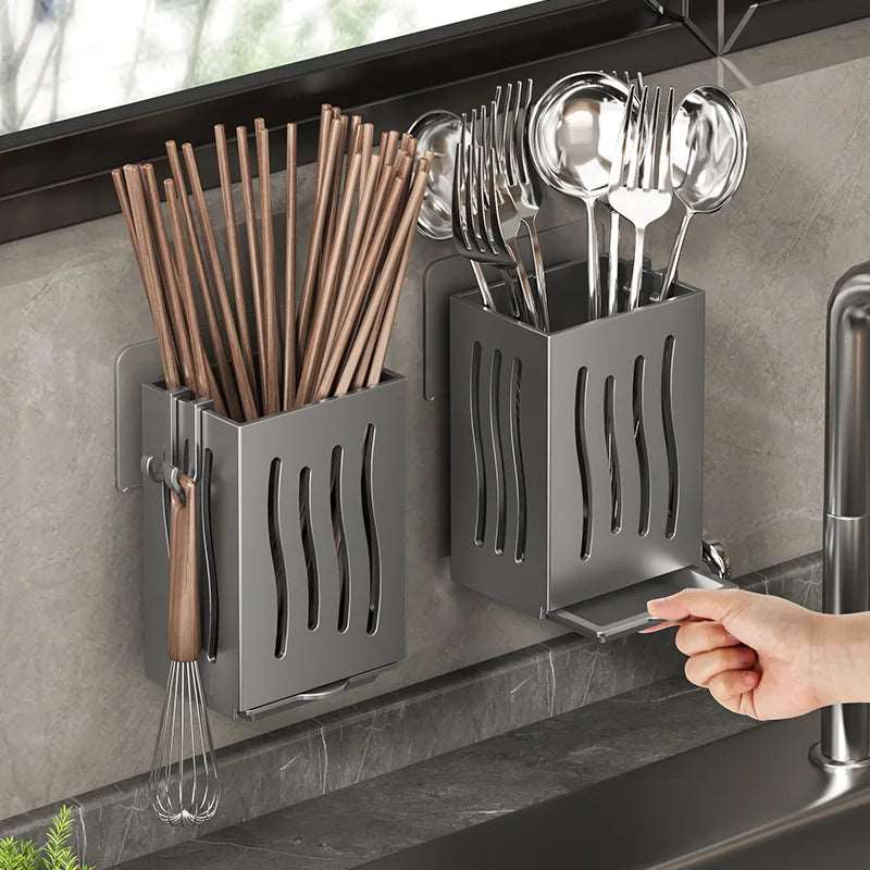 Multifunctional Kitchen Utensil Storage Rack – Wall-Mounted & Freestanding Organizer!