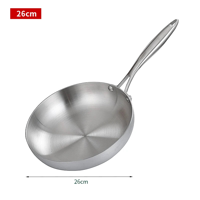 304 Stainless Steel Frying Pan – Nonstick Performance Without Coating for Gas & Induction Cooking