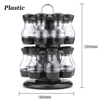 Rotating Condiment Jars Set – Spice Rack Organizer for Kitchen - My Dream Kitchen