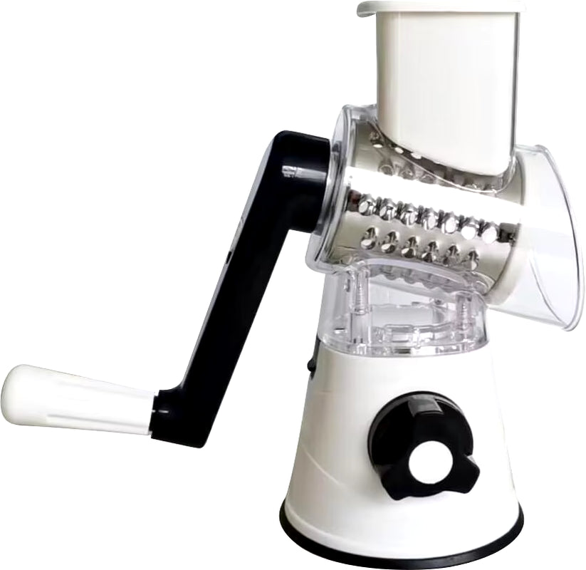 3-in-1 Manual Vegetable and Fruit Slicer - Round Cutter, Potato Grater, and Spiralizer