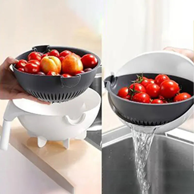 9-in-1 Vegetable Cutter & Drain Basket – Multifunctional Kitchen Tool - My Dream Kitchen