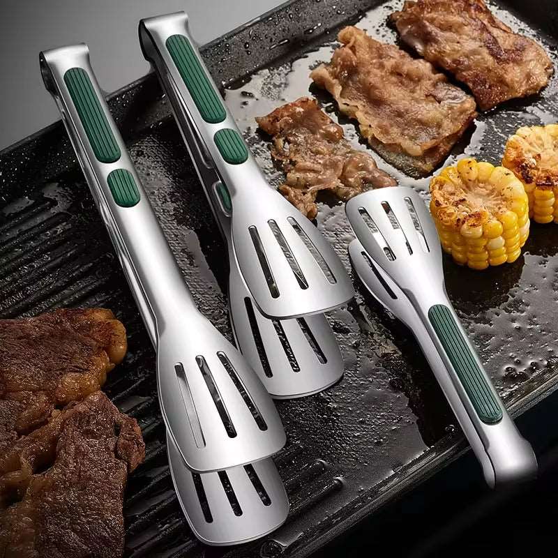 Non-Slip Stainless Steel Food Tongs – Versatile Kitchen and BBQ Tool