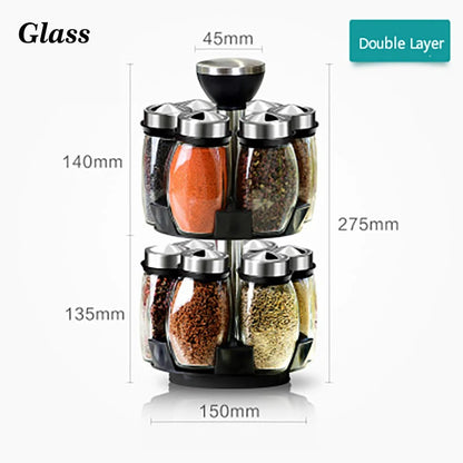 Rotating Condiment Jars Set – Spice Rack Organizer for Kitchen - My Dream Kitchen