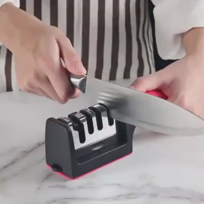 3-in-1 Kitchen Knife Sharpener with Non-Slip Base